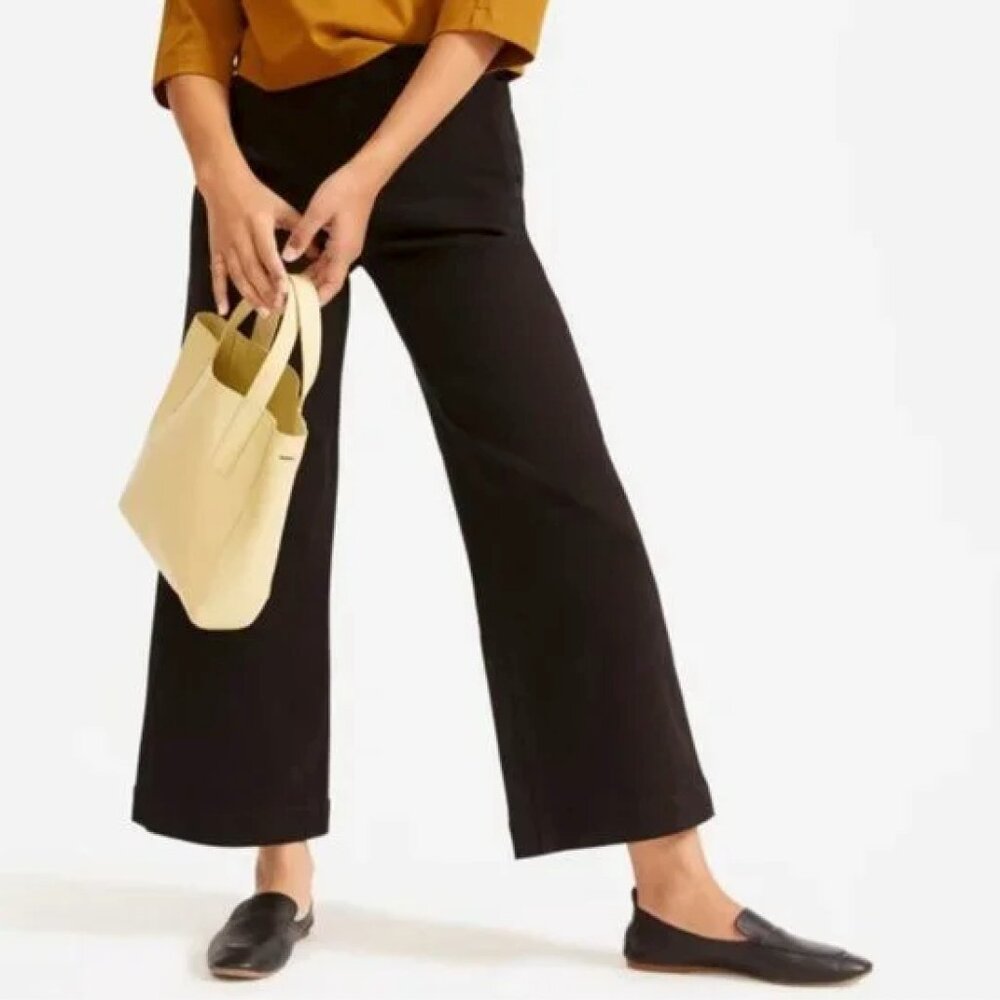 Everlane The Wide Leg High Rise Crop Pant True Black size 8